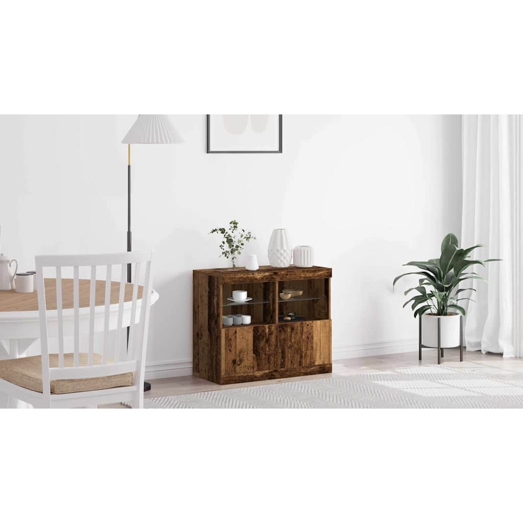 LED Sideboard Brun 81 x 37 x 66,5 cm Konstrueret træ