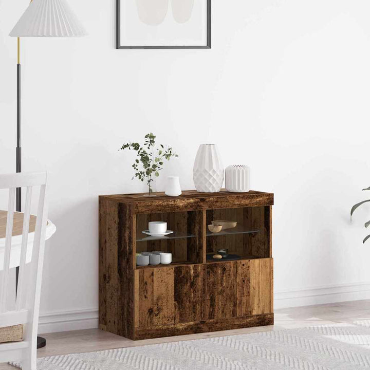 LED Sideboard Brun 81 x 37 x 66,5 cm Konstrueret træ