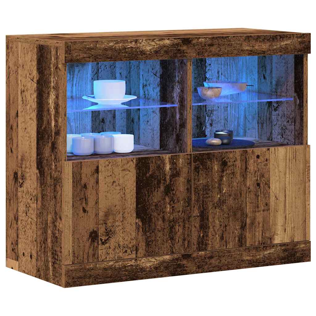 LED Sideboard Brun 81 x 37 x 66,5 cm Konstrueret træ