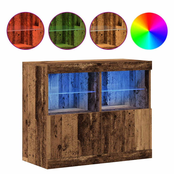 LED Sideboard Brun 81 x 37 x 66,5 cm Konstrueret træ
