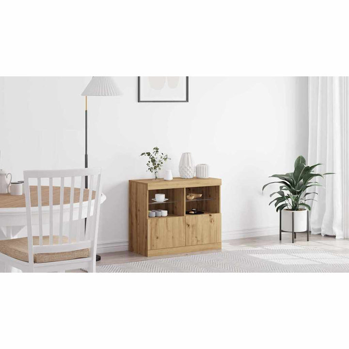 LED Sideboard Brun 81 x 37 x 66,5 cm Konstrueret træ