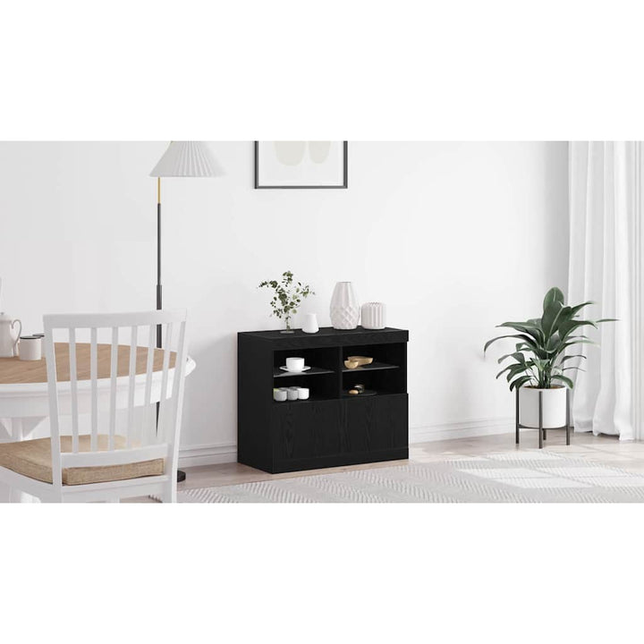 LED Sideboard Sort 81 x 37 x 66,5 cm Konstrueret træ