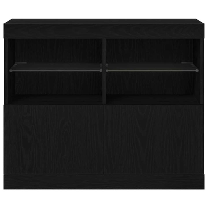 LED Sideboard Sort 81 x 37 x 66,5 cm Konstrueret træ