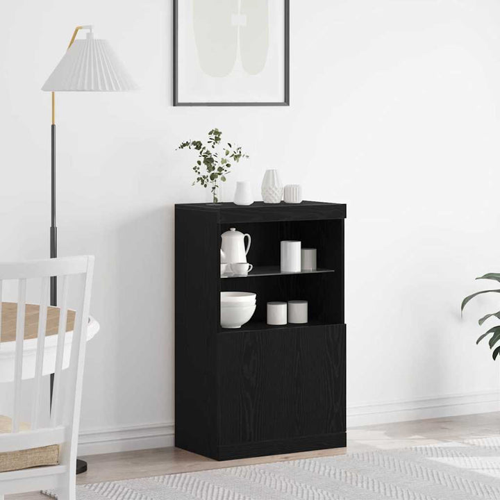 LED Sideboard Sort 60 x 37 x 100 cm Konstrueret træ