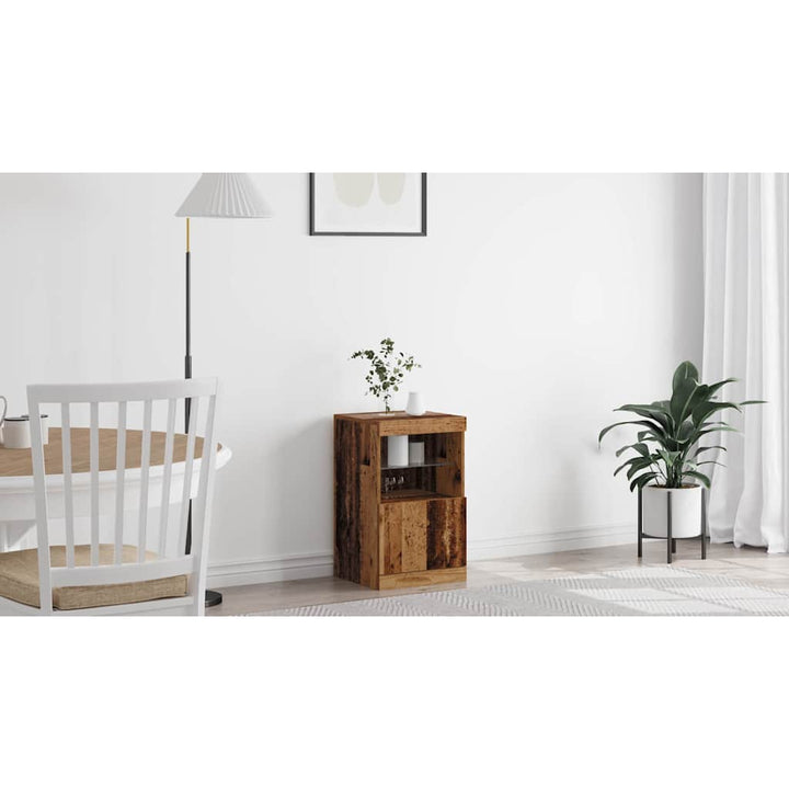LED Sideboard Gammelt træ 41 x 37 x 67 cm Konstrueret træ