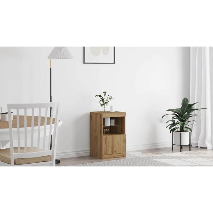 LED Sideboard Artisan Egetræ 41 x 37 x 67 cm Konstrueret træ