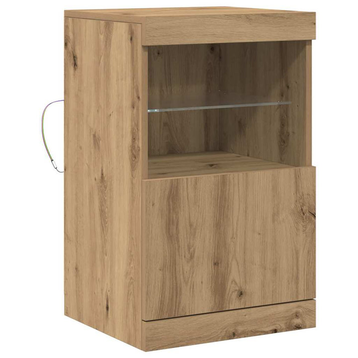 LED Sideboard Artisan Egetræ 41 x 37 x 67 cm Konstrueret træ