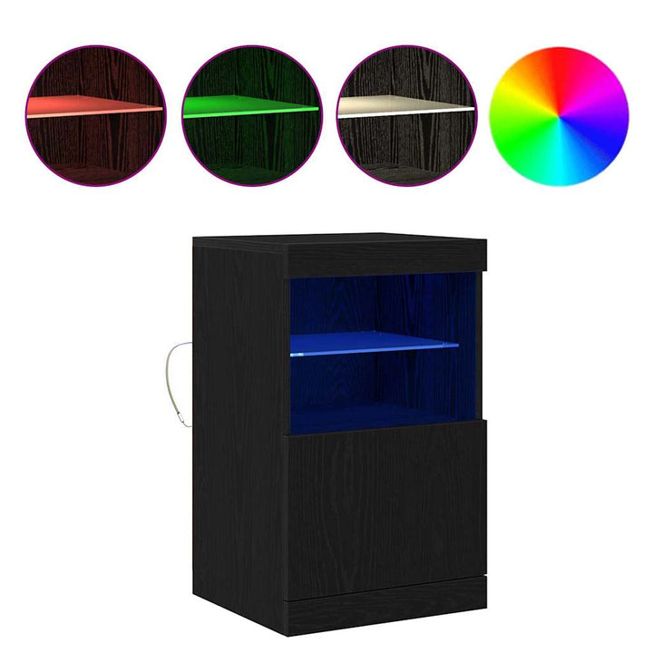 LED Sideboard Sort eg 41 x 37 x 67 cm Konstrueret træ