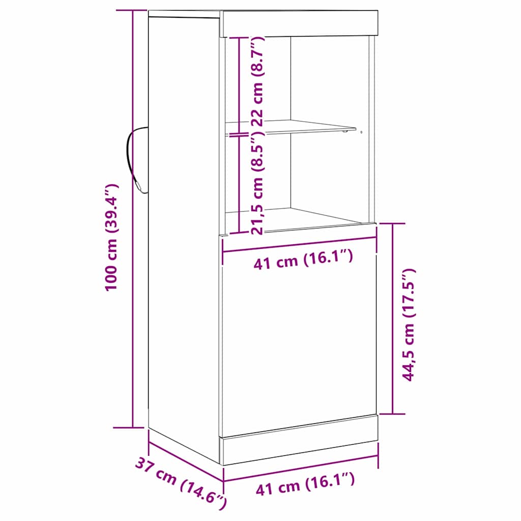 LED Sideboard Gammelt træ 41 x 37 x 100 cm Konstrueret træ