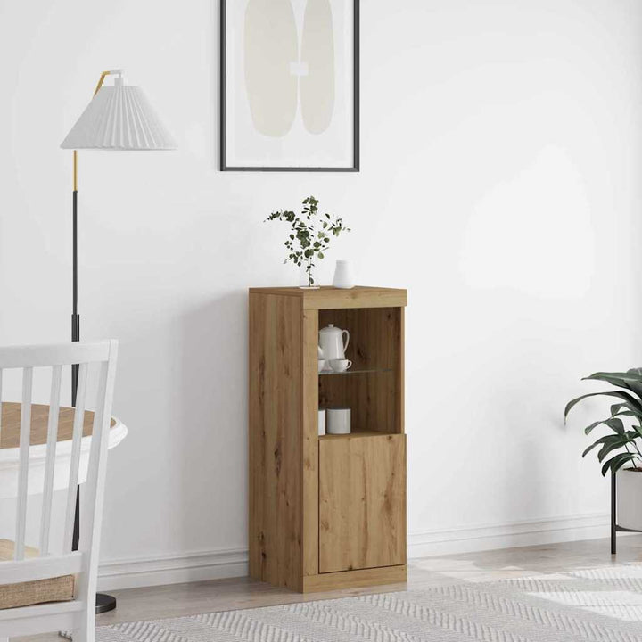 LED Sideboard Artisan Egetræ 41 x 37 x 100 cm Konstrueret træ