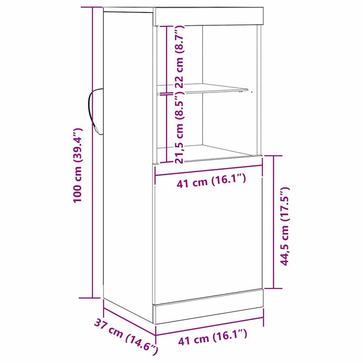 LED Sideboard Sort eg 41 x 37 x 100 cm Konstrueret træ