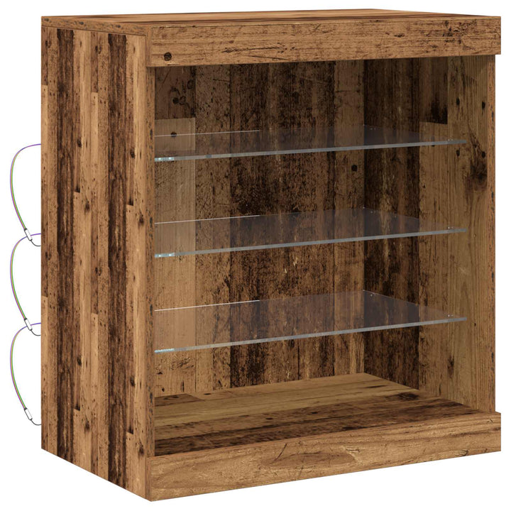 LED Sideboard Gammelt træ 60,5 x 37 x 67 cm Konstrueret træ
