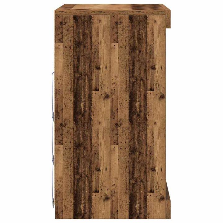 LED Sideboard Gammelt træ 60,5 x 37 x 67 cm Konstrueret træ