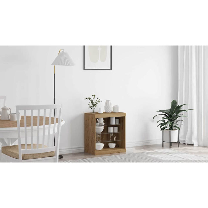 LED Sideboard Artisan Egetræ 60,5 x 37 x 67 cm Konstrueret træ
