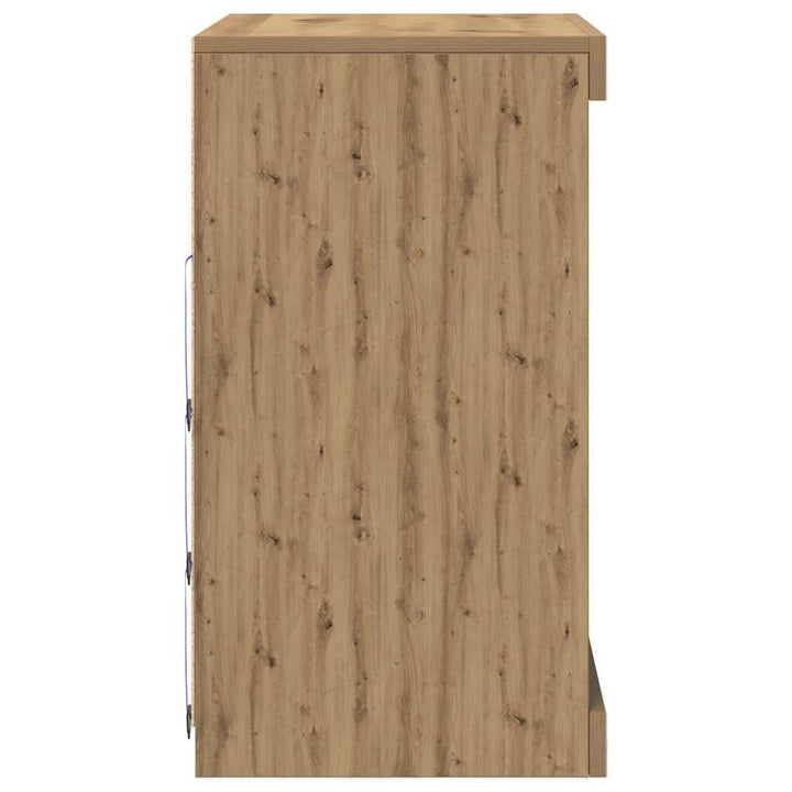LED Sideboard Artisan Egetræ 60,5 x 37 x 67 cm Konstrueret træ