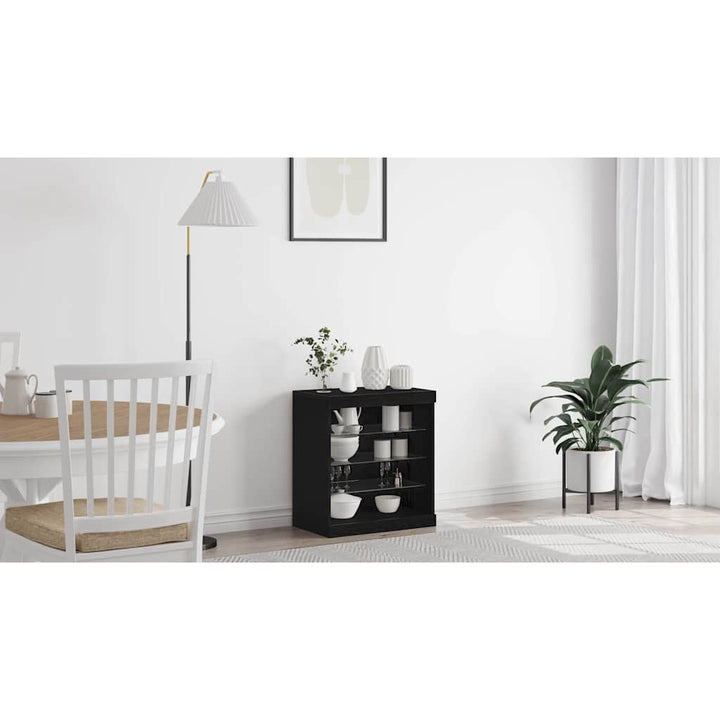 LED Sideboard Sort eg 60,5 x 37 x 67 cm Konstrueret træ
