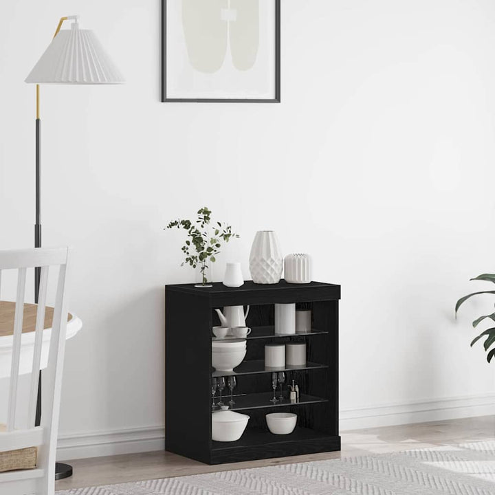 LED Sideboard Sort eg 60,5 x 37 x 67 cm Konstrueret træ