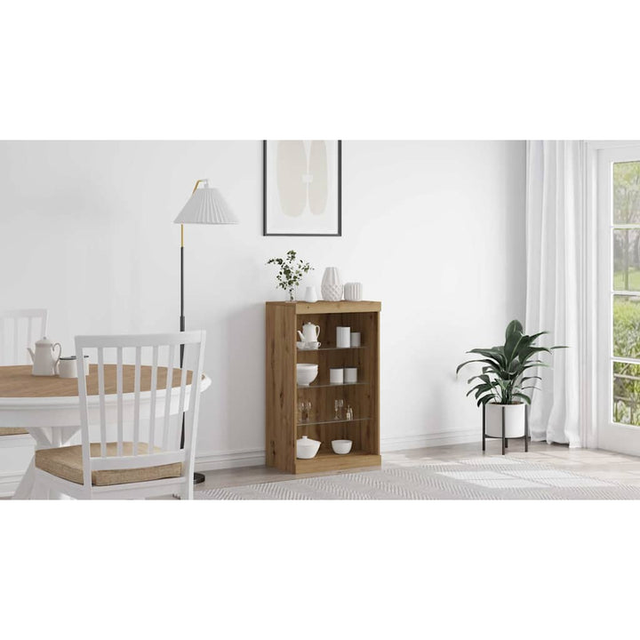 LED Sideboard Artisan Egetræ 60,5 x 37 x 100 cm Konstrueret træ
