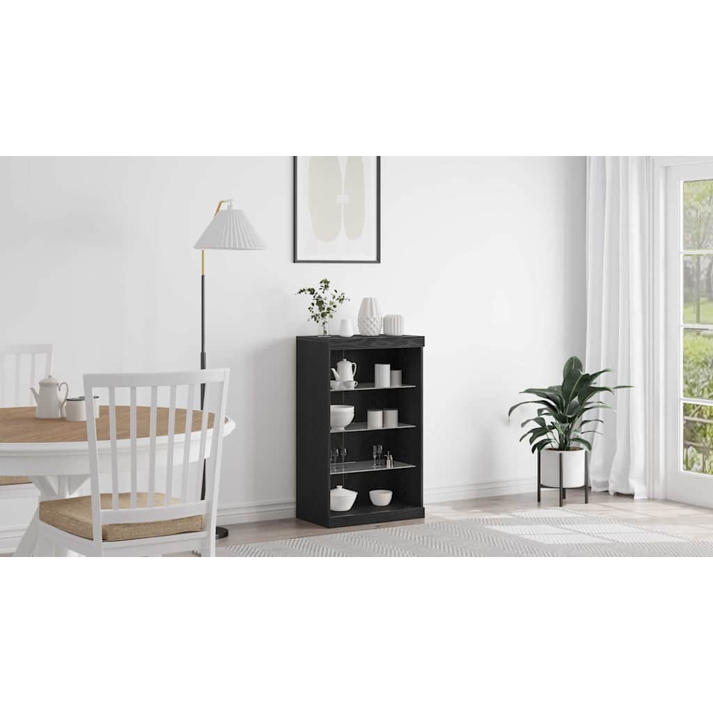LED Sideboard Sort eg 60,5 x 37 x 100 cm Konstrueret træ