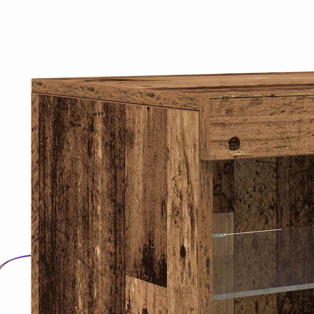 LED Sideboard Gammelt træ 81 x 37 x 100 cm Konstrueret træ