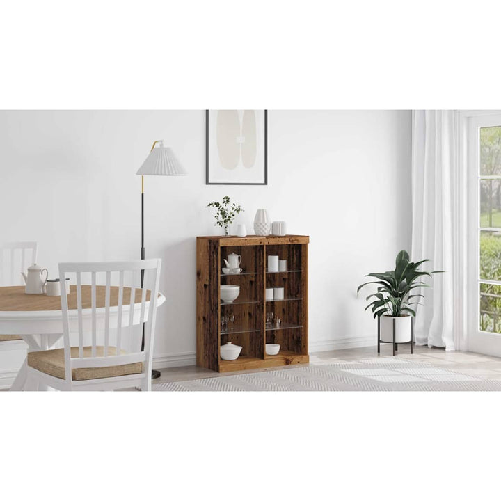 LED Sideboard Gammelt træ 81 x 37 x 100 cm Konstrueret træ