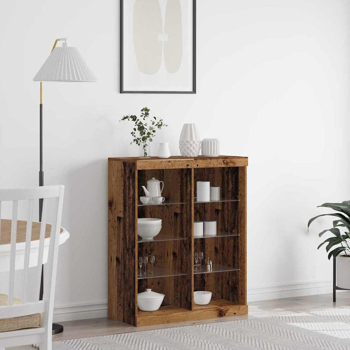 LED Sideboard Gammelt træ 81 x 37 x 100 cm Konstrueret træ