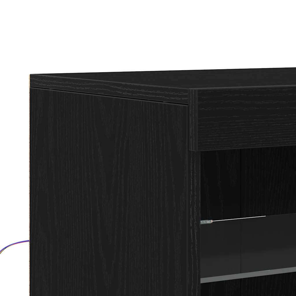 LED Sideboard Sort eg 81 x 37 x 100 cm Konstrueret træ