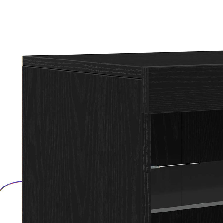 LED Sideboard Sort eg 81 x 37 x 100 cm Konstrueret træ
