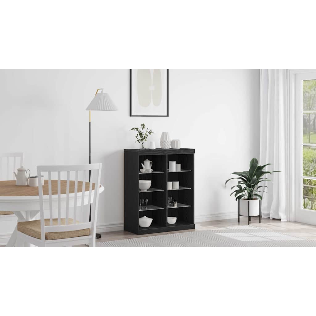 LED Sideboard Sort eg 81 x 37 x 100 cm Konstrueret træ