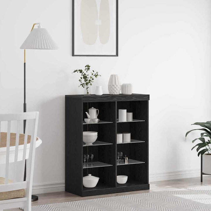LED Sideboard Sort eg 81 x 37 x 100 cm Konstrueret træ