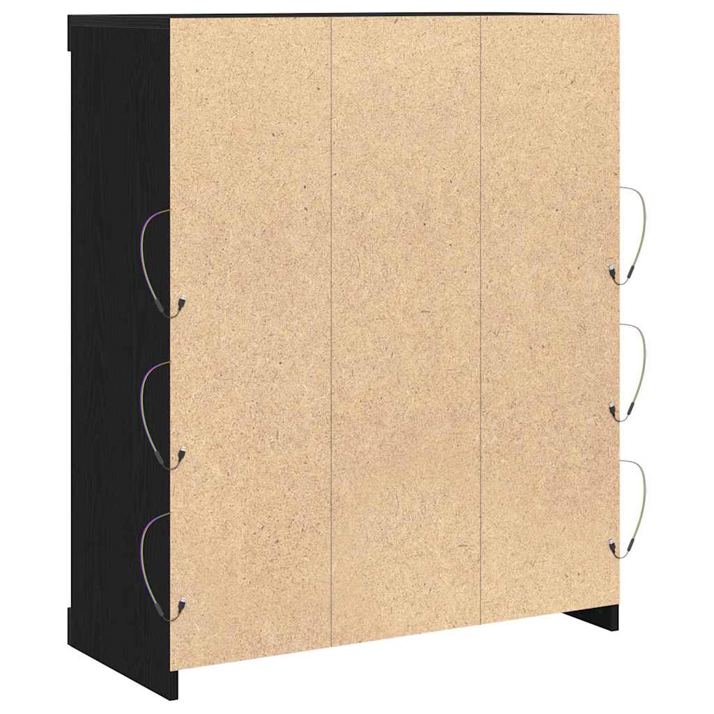 LED Sideboard Sort eg 81 x 37 x 100 cm Konstrueret træ