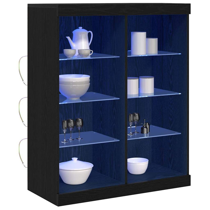 LED Sideboard Sort eg 81 x 37 x 100 cm Konstrueret træ
