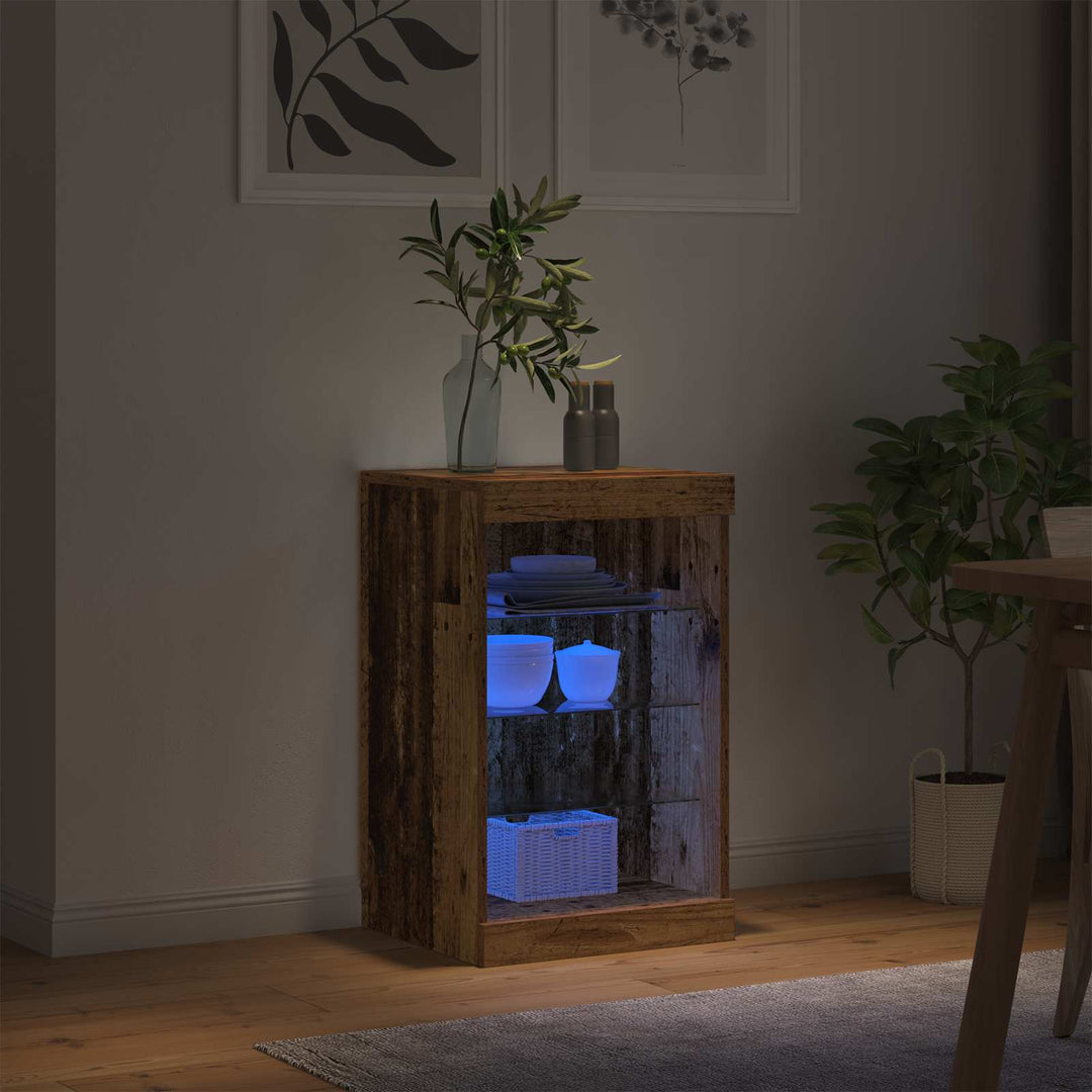 LED Sideboard Gammelt træ 41 x 37 x 67 cm Konstrueret træ