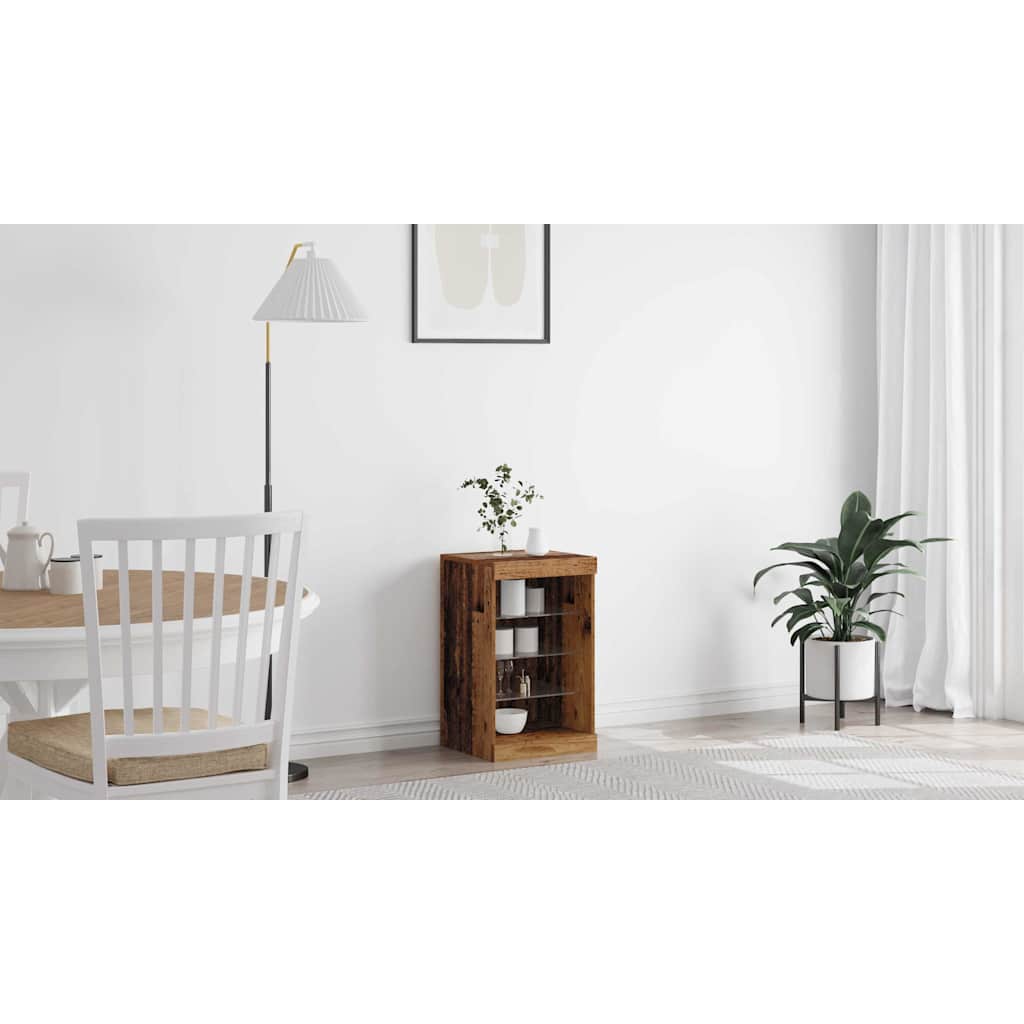 LED Sideboard Gammelt træ 41 x 37 x 67 cm Konstrueret træ