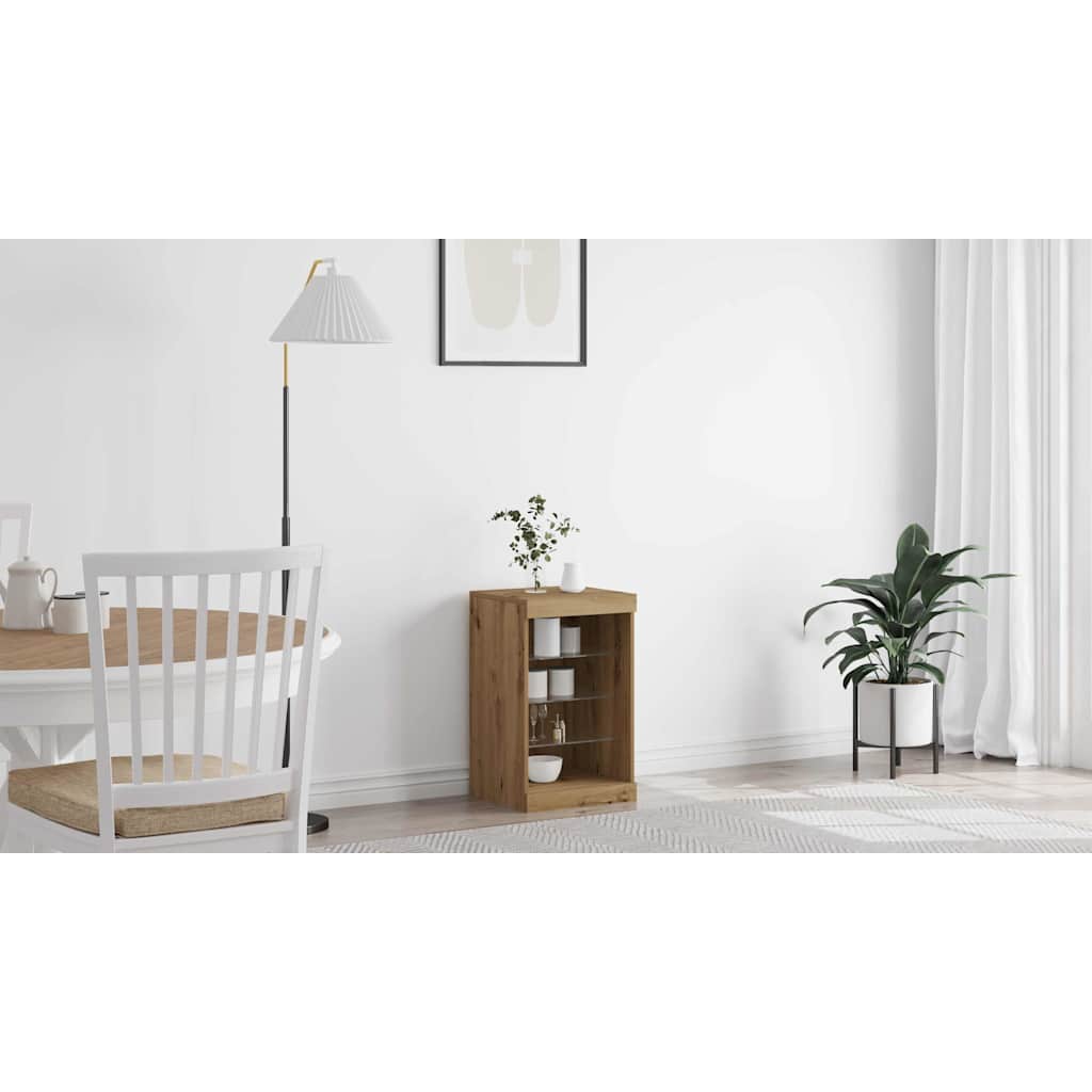 LED Sideboard Artisan Egetræ 41 x 37 x 67 cm Konstrueret træ