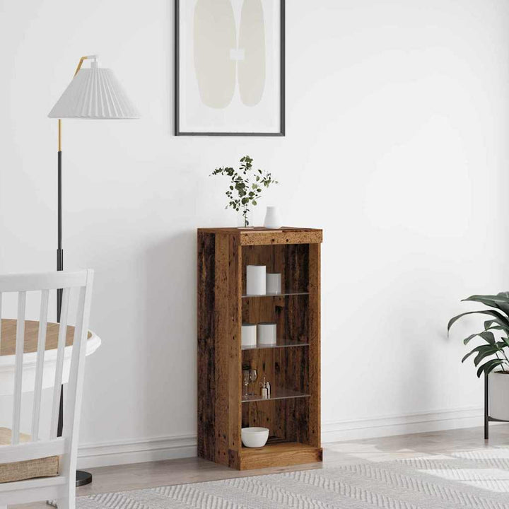 LED Sideboard Gammelt træ 41 x 37 x 100 cm Konstrueret træ