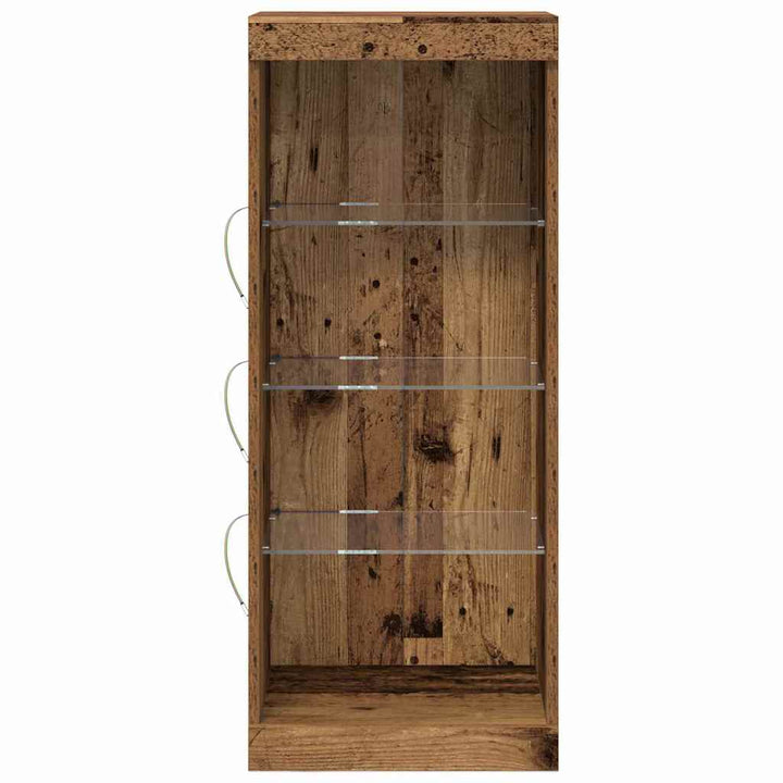 LED Sideboard Gammelt træ 41 x 37 x 100 cm Konstrueret træ