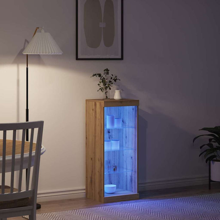 LED Sideboard Artisan Egetræ 41 x 37 x 100 cm Konstrueret træ