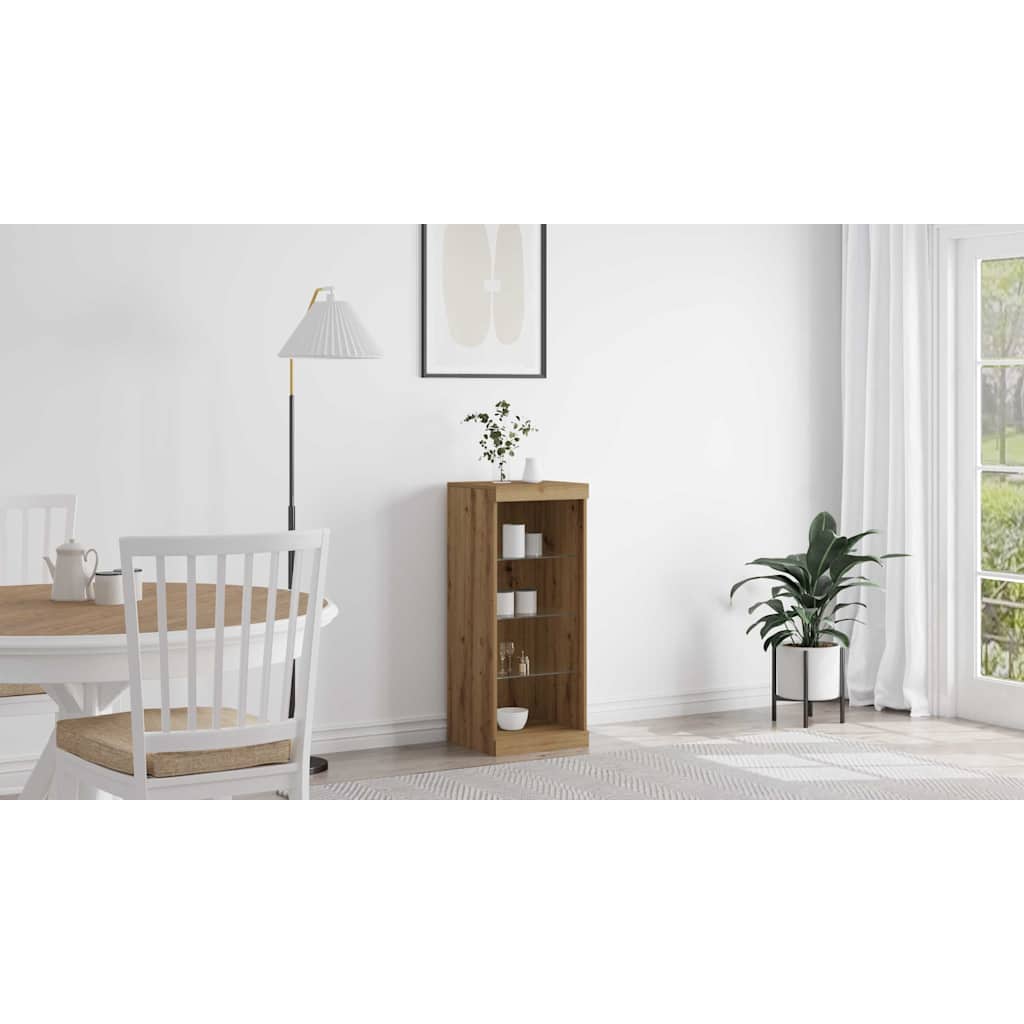LED Sideboard Artisan Egetræ 41 x 37 x 100 cm Konstrueret træ
