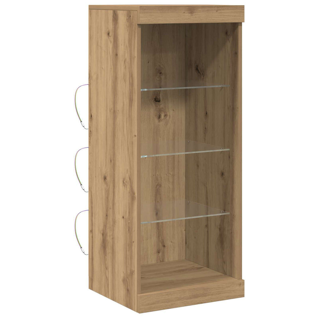 LED Sideboard Artisan Egetræ 41 x 37 x 100 cm Konstrueret træ