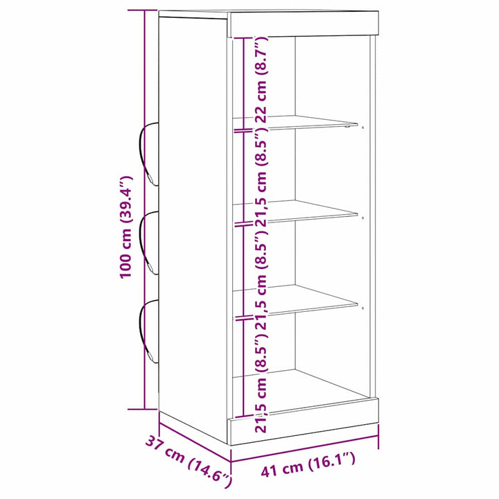 LED Sideboard Sort eg 41 x 37 x 100 cm Konstrueret træ