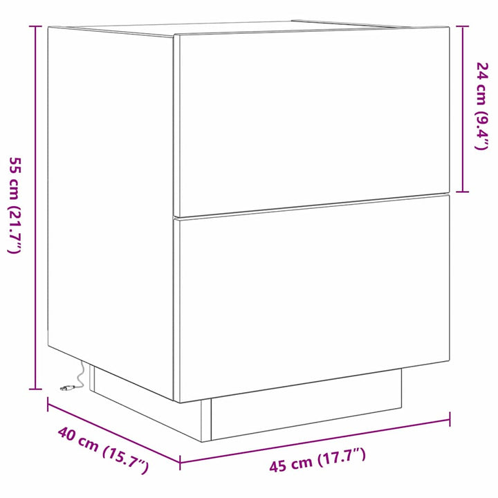 Natskab med skuffe Sort eg 45 x 40 x 55 cm Konstrueret træ