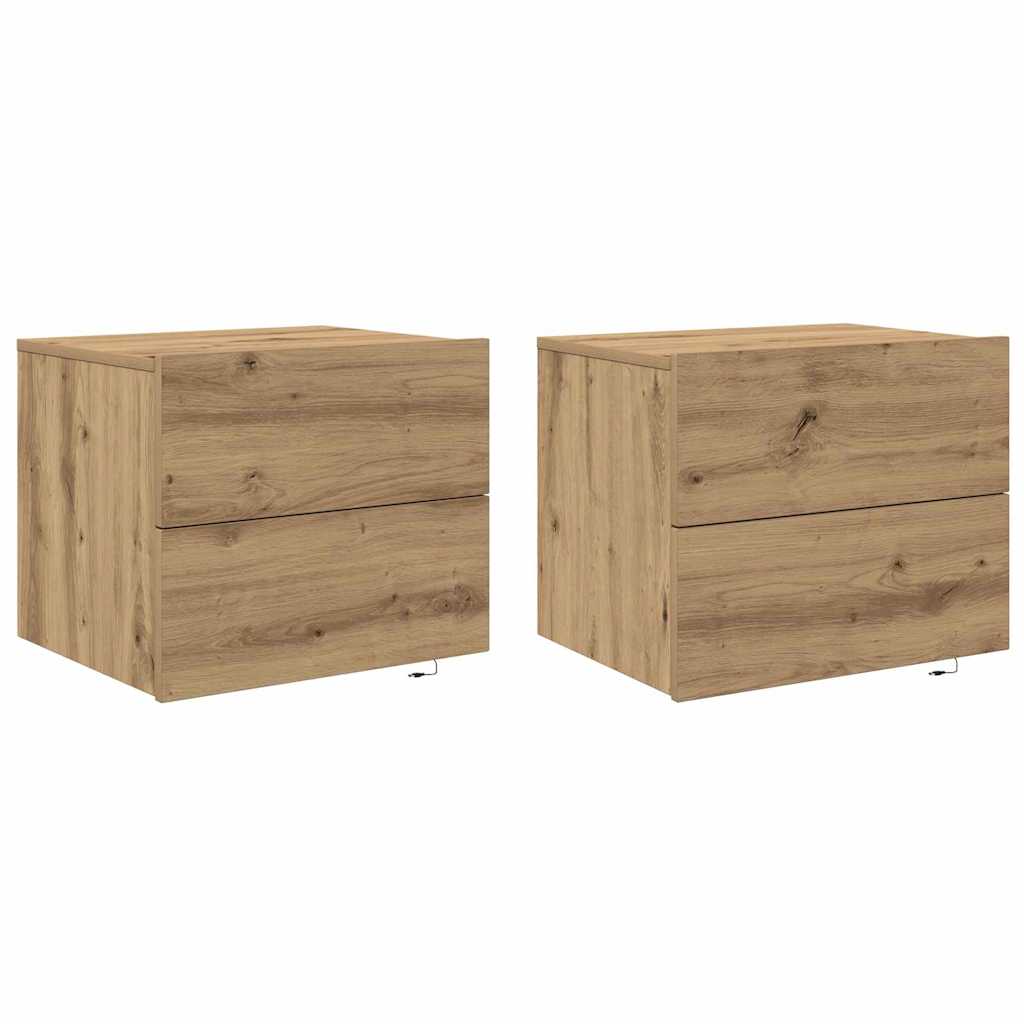 Natskab 2 pcs Artisan Egetræ 50 x 39 x 41 cm Konstrueret træ