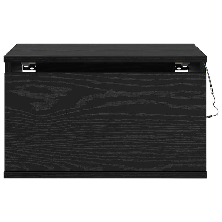Vægmonteret natbord Sort eg 50 x 36 x 30 cm Konstrueret træ