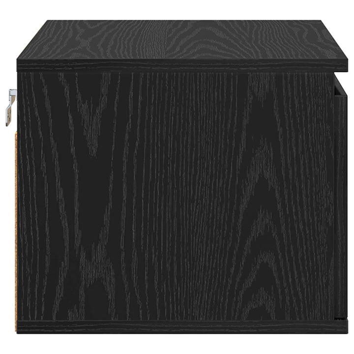 Vægmonteret natbord Sort eg 50 x 36 x 30 cm Konstrueret træ