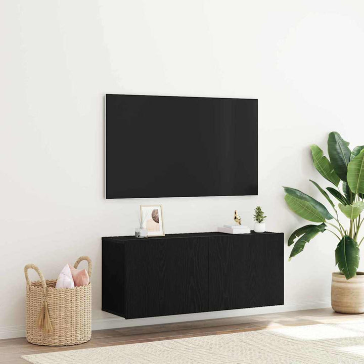 TV-møbelsæt 100 x 30 x 41 cm Sort eg Konstrueret træ
