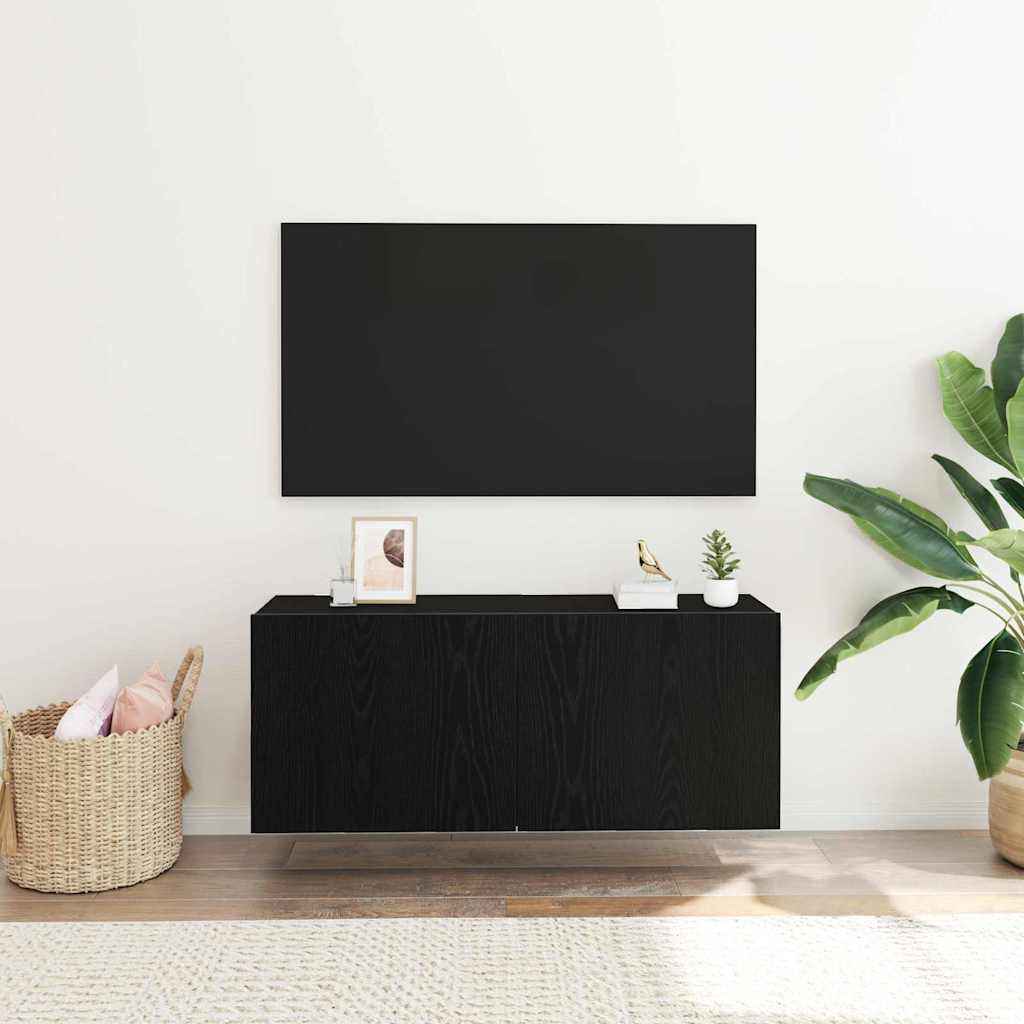 TV-møbelsæt 100 x 30 x 41 cm Sort eg Konstrueret træ