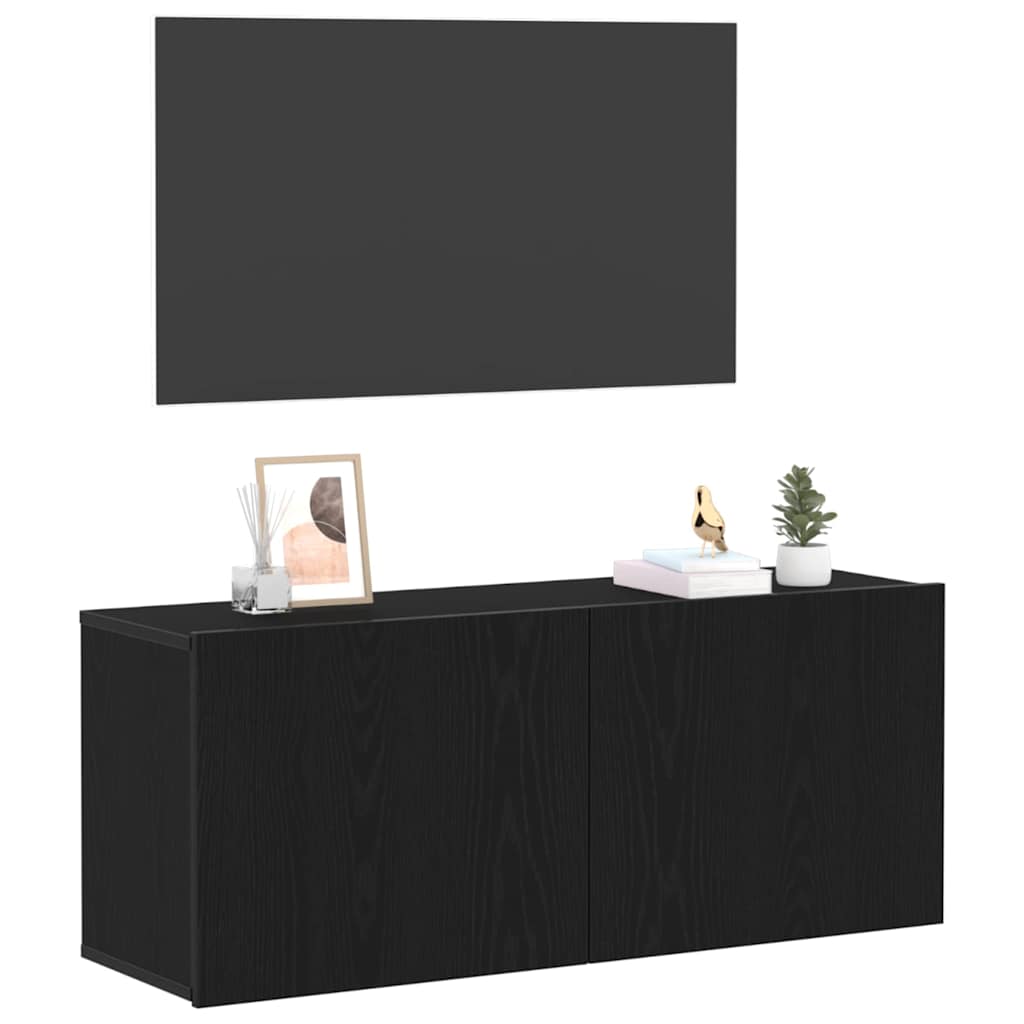 TV-møbelsæt 100 x 30 x 41 cm Sort eg Konstrueret træ