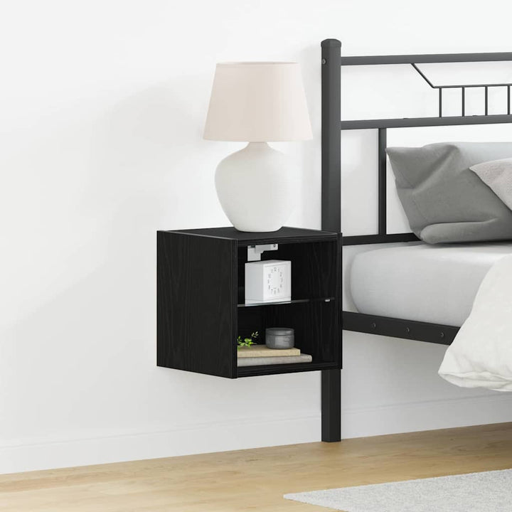 LED Væghylde Bedside Cabinet Sort 30 x 28,5 x 30 cm
