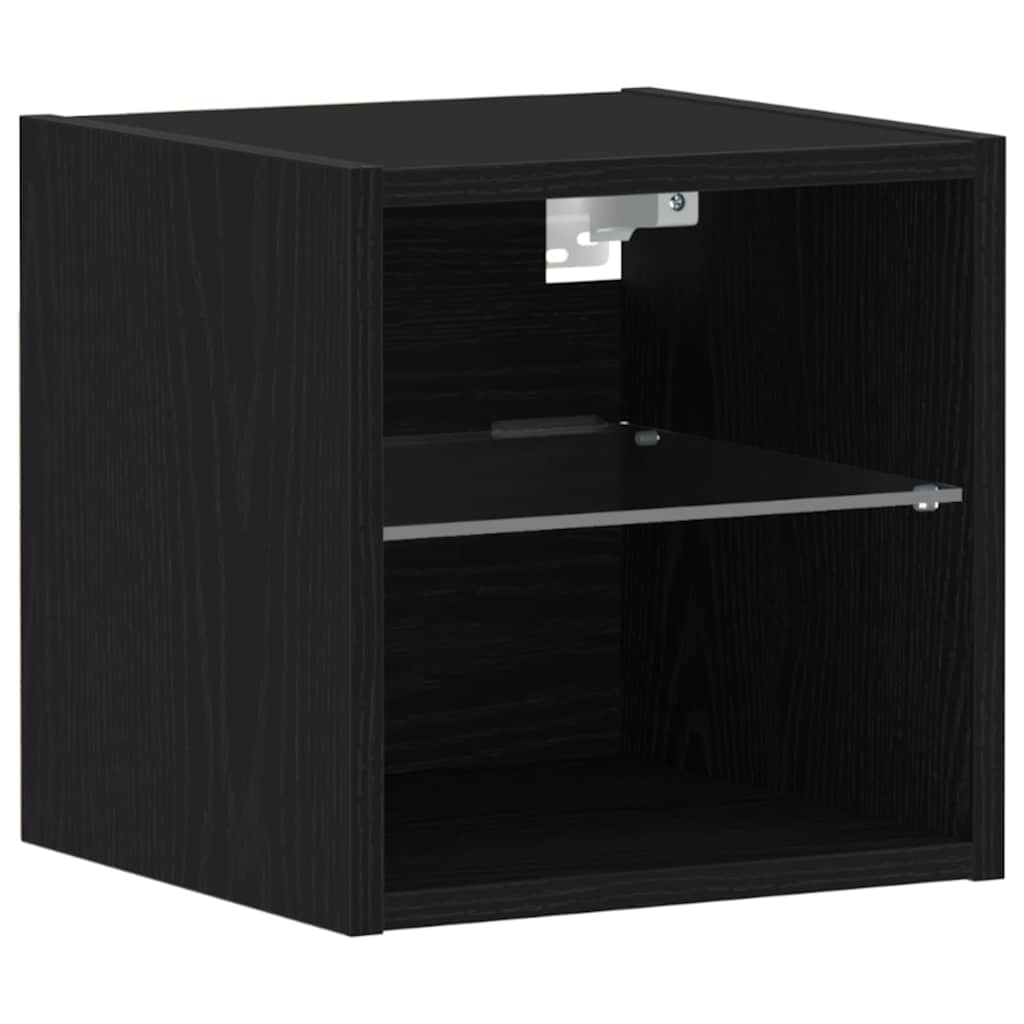 LED Væghylde Bedside Cabinet Sort 30 x 28,5 x 30 cm